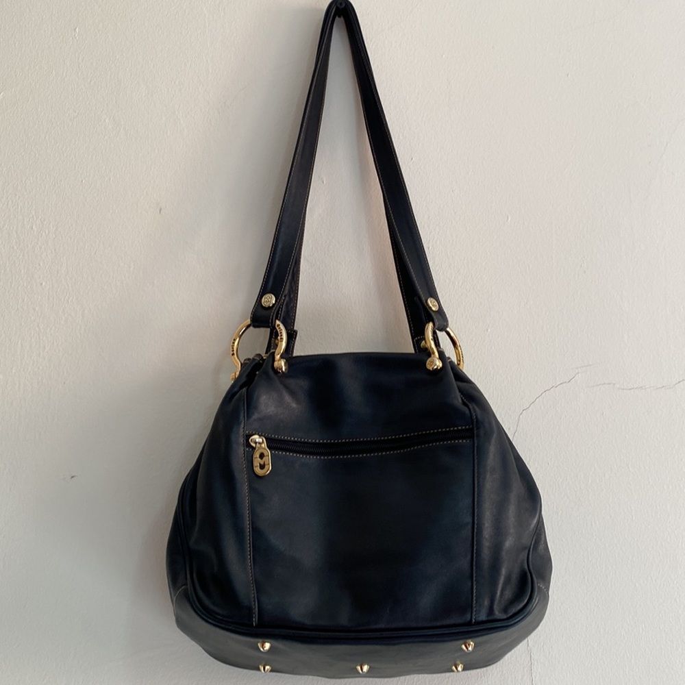 Marino Orlandi Black Soft Leather Shoulder Tote Bag Purse - Picture 4 of 16